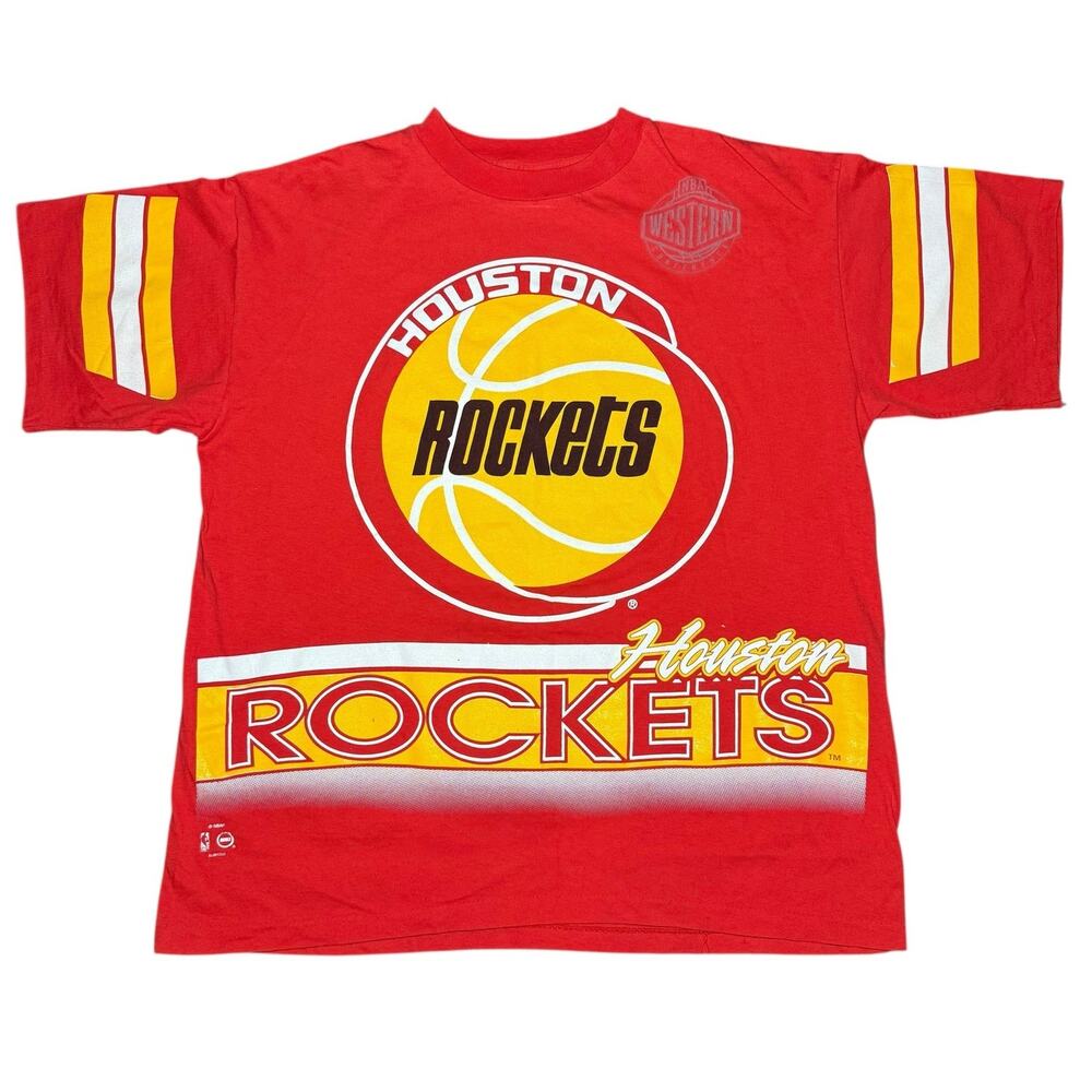 Vintage Houston Rockets Salem Sportswear All Over Print T-Shirt XL Made in USA